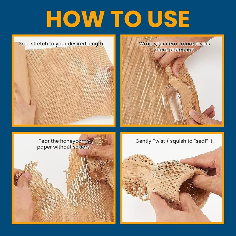Duravel Honeycomb Cushioning Wrap Paper - 16 Inch x 20 Meter Eco-Friendly Packing Roll - Image 3